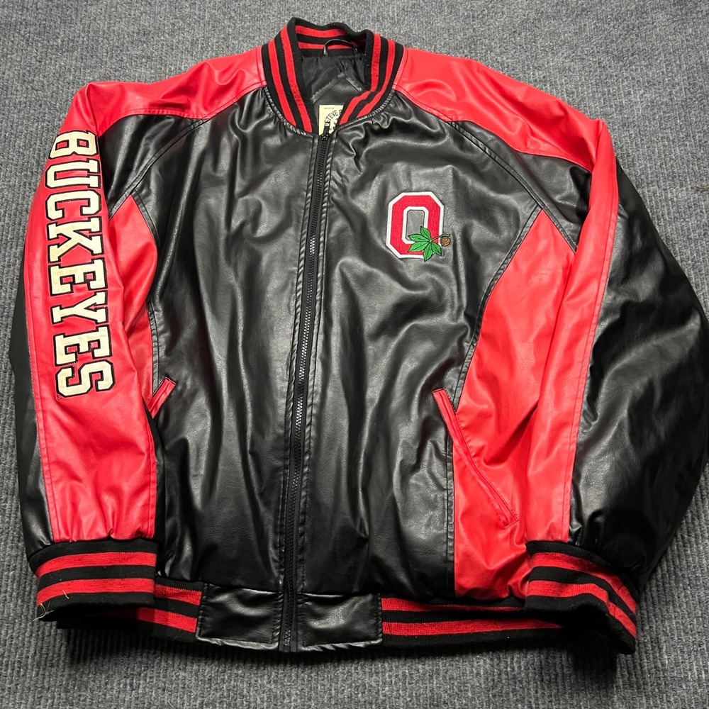 Vintage Steve & Barrys Ohio State Buckeyes Faux Leather Varsity Jacket Mens XL